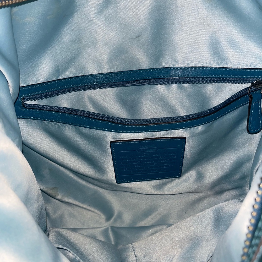 Coach Blue-Green Leather Shoulder Bag - Picture 4 of 8